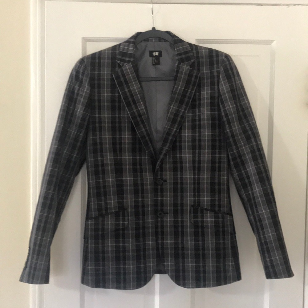 H&M grey plaid jacket / blazer